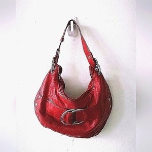 Giannini Small Red Buckle Shoulder Handbag